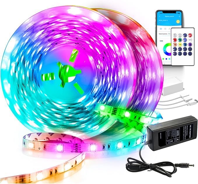 VOLIVO Led Strip Lights 130ft 24V,Bluetooth RGB App Controlled Led Light Strip Music Sync, Color Changing Lighting for Bedroom, Home Decor