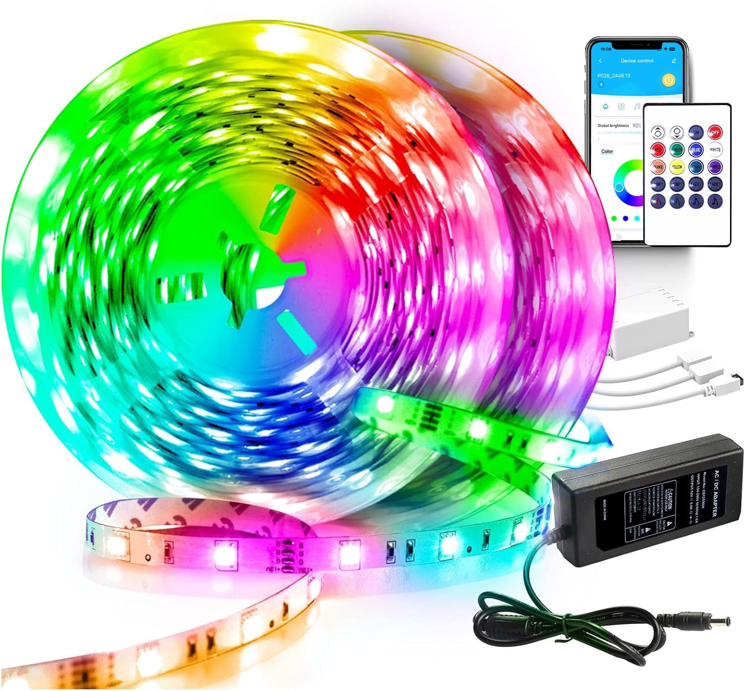 VOLIVO Led Strip Lights 130ft 24V,Bluetooth RGB App Controlled Led Light Strip Music Sync, Color Changing Lighting for Bedroom, Home Decor