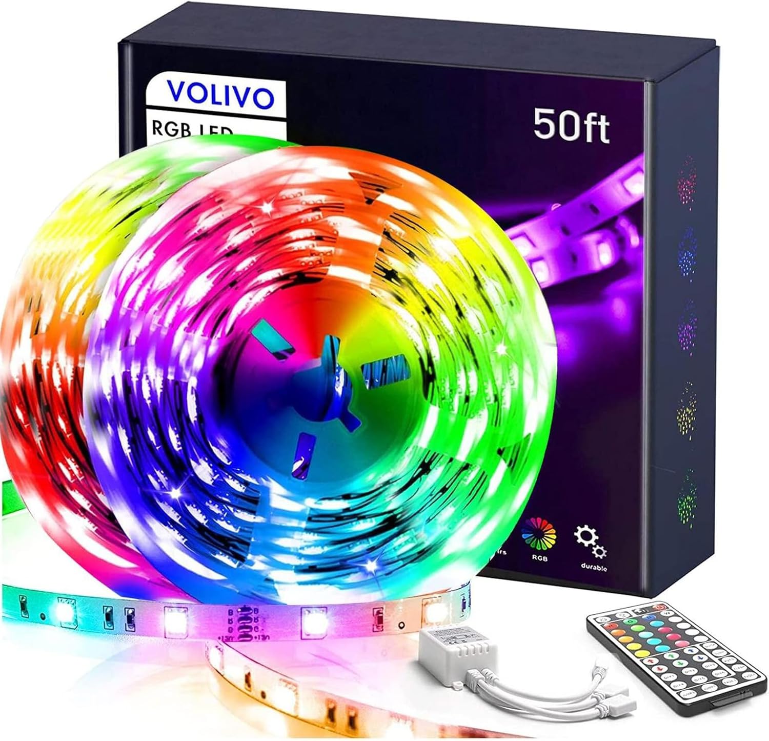 VOLIVO Led Strip Lights 130ft 24V,Bluetooth RGB App Controlled Led Light Strip Music Sync, Color Changing Lighting for Bedroom, Home Decor
