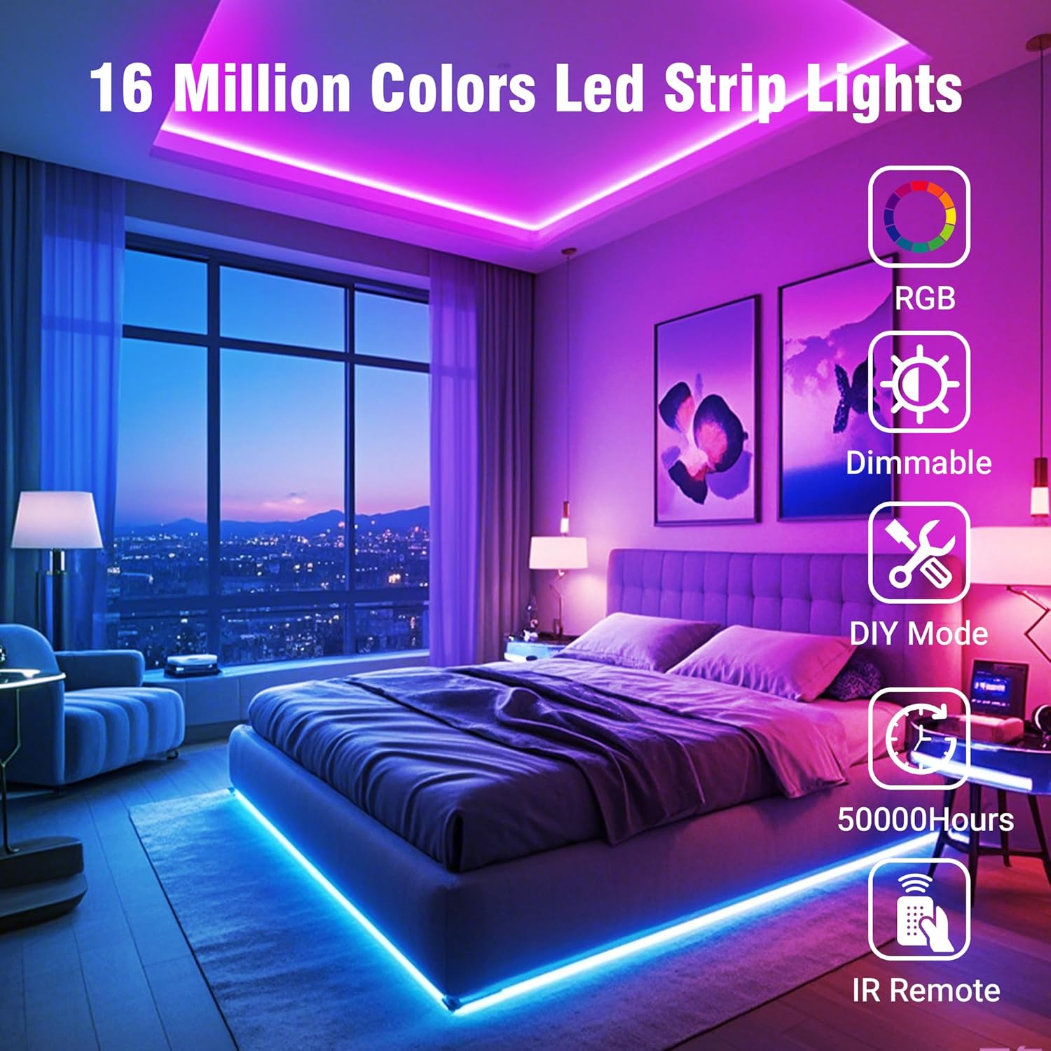 VOLIVO Led Strip Lights 130ft 24V,Bluetooth RGB App Controlled Led Light Strip Music Sync, Color Changing Lighting for Bedroom, Home Decor