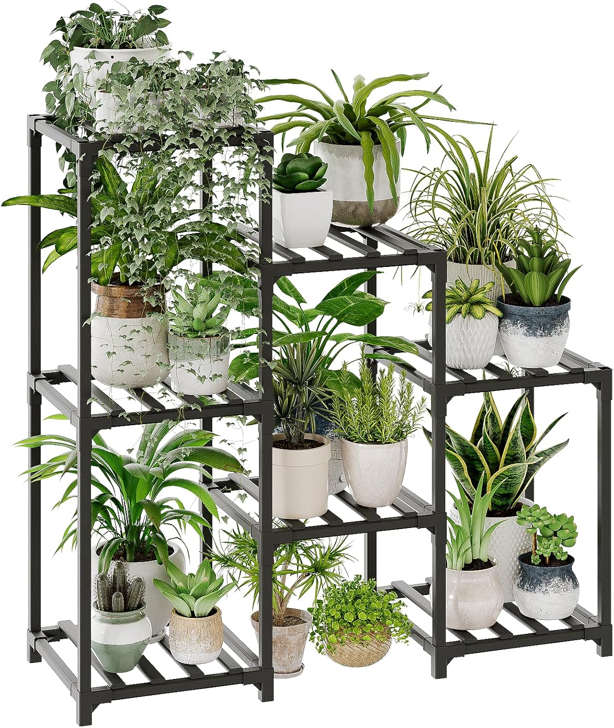 Bamworld Plant Stand Indoor Plant Shelf Outdoor Wood Plant Rack for Multiple Plants 3 Tiers Ladder Plant Pot Holder for Living Room Patio Boho Home Decor for Gardening
