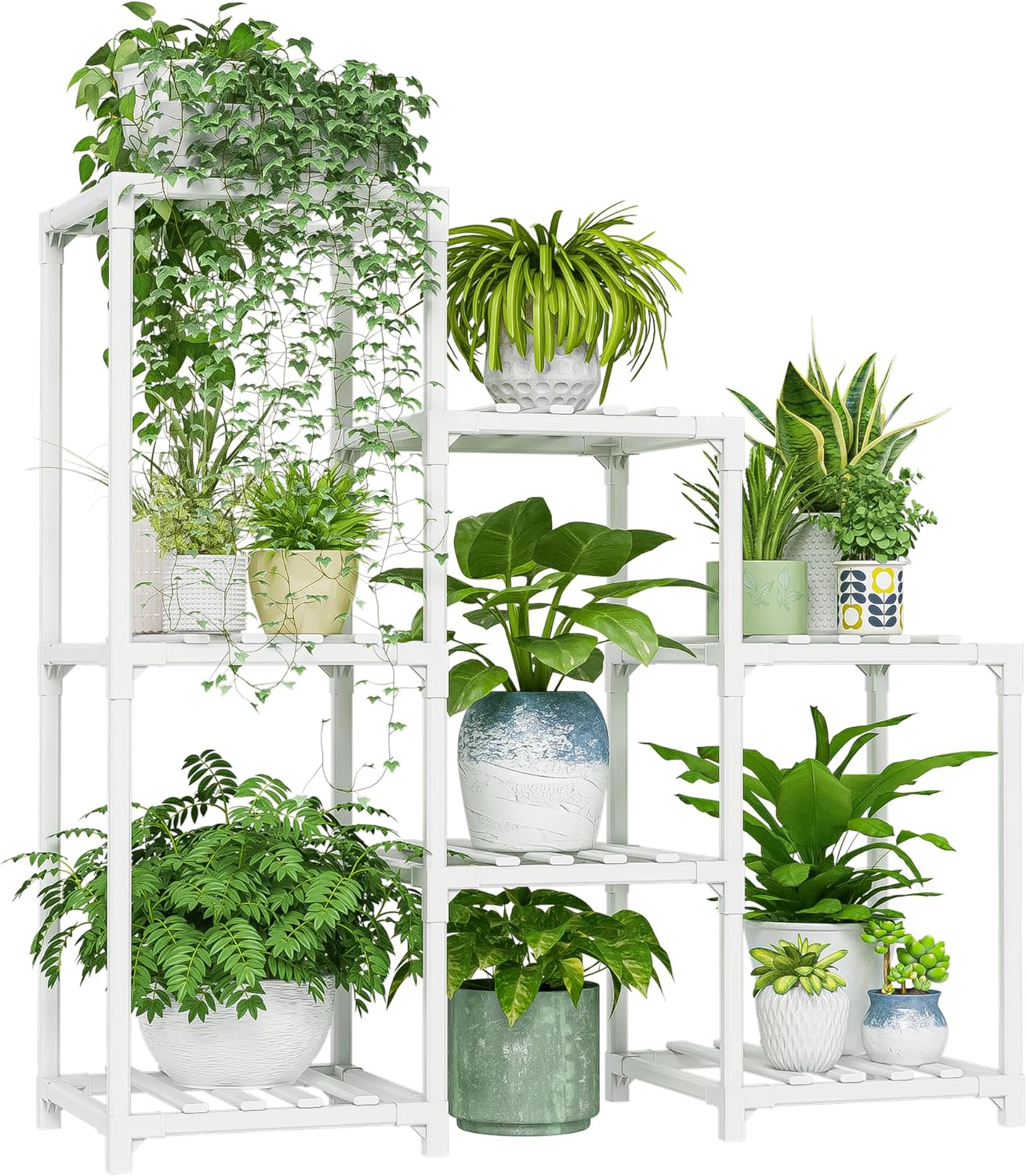 Bamworld Plant Stand Indoor Plant Shelf Outdoor Wood Plant Rack for Multiple Plants 3 Tiers Ladder Plant Pot Holder for Living Room Patio Boho Home Decor for Gardening