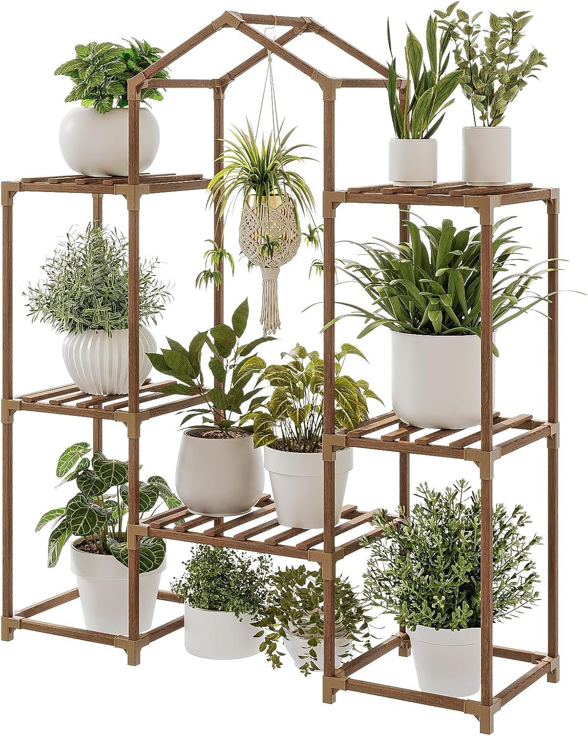 Bamworld Plant Stand Indoor Plant Shelf Outdoor Wood Plant Rack for Multiple Plants 3 Tiers Ladder Plant Pot Holder for Living Room Patio Boho Home Decor for Gardening