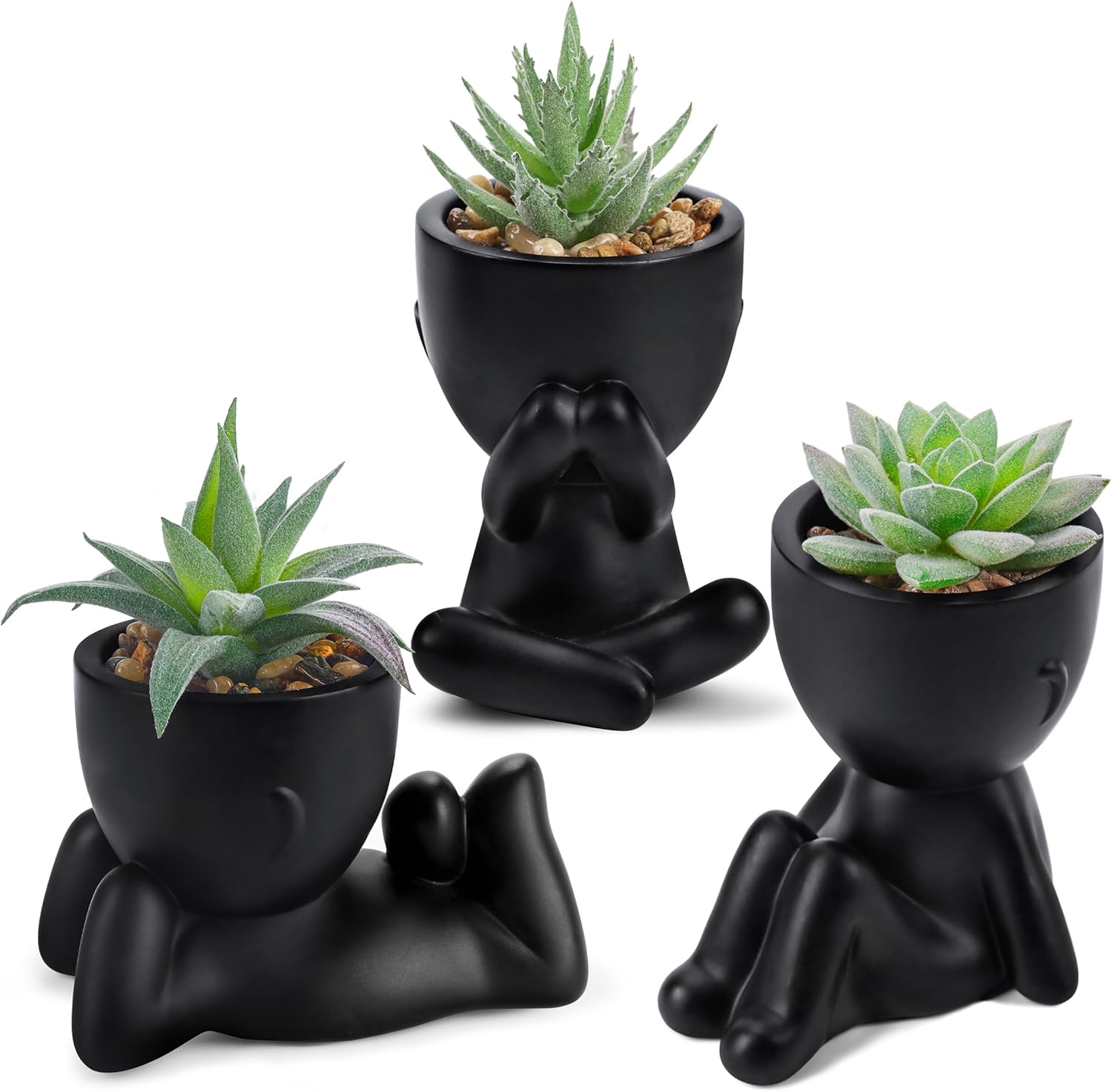 Der Rose Bundle of 3pcs Fake Succulents Plants Artificial and 2 Pack Fake Tropical Plants for Home Office Desk Decor