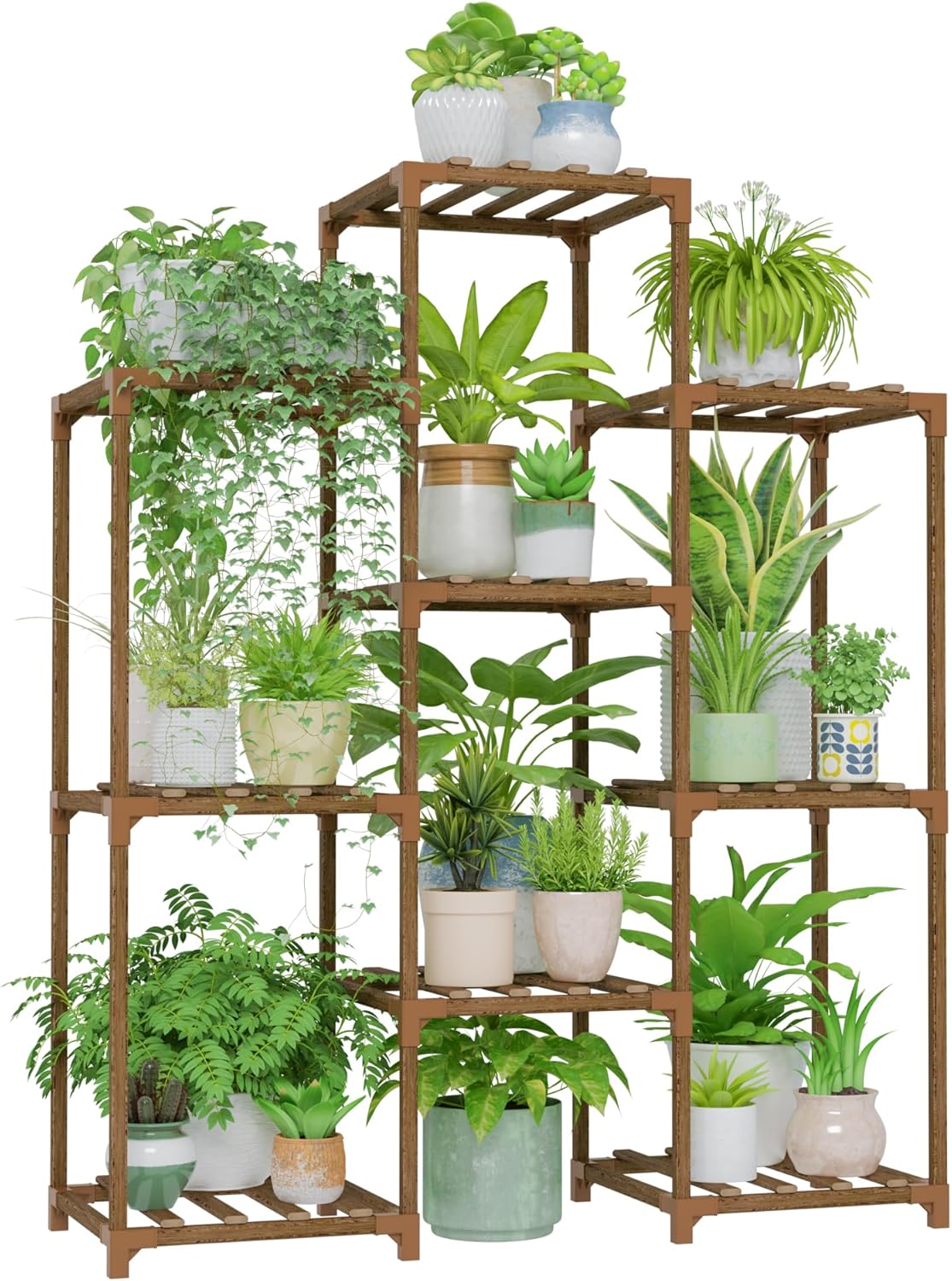 Bamworld Plant Stand Indoor Plant Shelf Outdoor Wood Plant Rack for Multiple Plants 3 Tiers Ladder Plant Pot Holder for Living Room Patio Boho Home Decor for Gardening